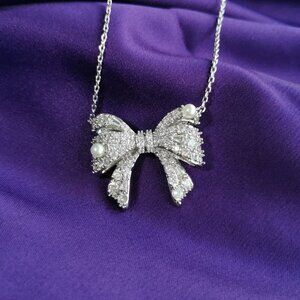 Kendra Scott Silver Krista White Mix Bow Pendant Necklace